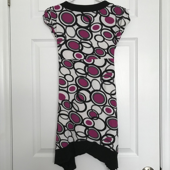 Jessie Girl Purple White Polka Dot Dress Size 14 Black With Tie Back Bow V Neck - Picture 4 of 7